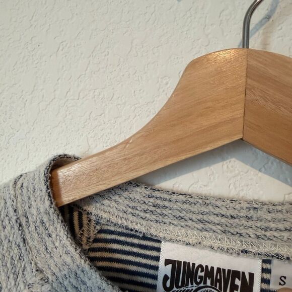 Jungmaven Gray Striped Long Sleeve Lightweight Sweatshirt Men's Size Small - Picture 5 of 5